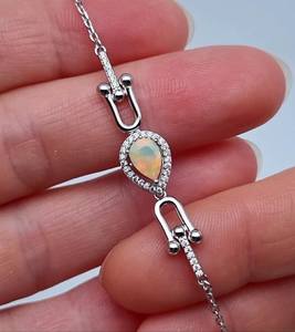 Bracelet en opale d'Éthiopie naturelle, pierre précieuse de luxe, certifié IGI, style vintage, argent sterling 925, 7 pouces, bijoux fins faits à la main - Product Image 4