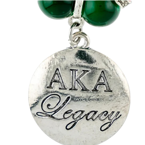 Pulsera de Cuentas Verde Oscuro y Rosa con Dije Plateado Legacy, Joyería Elástica de Moda, Accesorio de Regalo para Mujer - Product Image 6