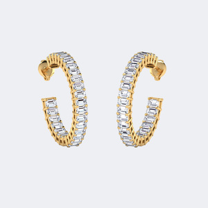 Boucles d'oreilles en diamant à taille émeraude, 5,20 CTW, avec barrettes ouvertes - Product Image 4