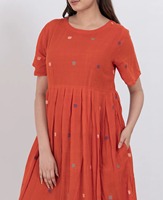 Jupe-robe plissée florale tissée à la main en coton 100 % écologique respirant de qualité supérieure, coupe ajustée mini trapèze pour femme, décontractée d'été