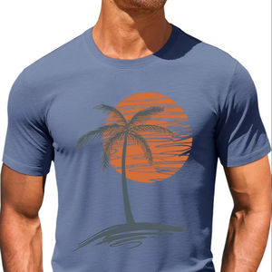 Camiseta de Algodón para Hombre, Moderna, Lisa, de Manga Corta, Cuello Redondo, Cómoda para Uso Diario, Secado Rápido, Transpirable, Ecológica, al por Mayor - Product Image 1