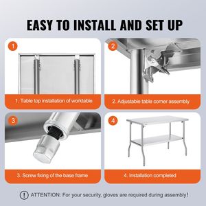 48 X 30 Inch Heavy-Duty Stainless Steel <b>Folding</b> Commercial Prep <b>Table</b> Workstation Commercial <b>Kitchen</b> Steel Fabrication - Product Image 6