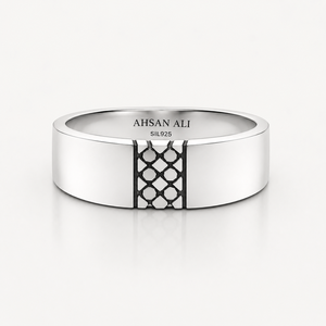 Bague géométrique pour homme en argent sterling 925 - Product Image 1