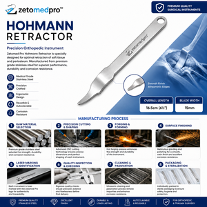 Rétracteur HOHMANN 4,75 pouces (12,1 cm) Lame de 16 mm de large Instrument chirurgical orthopédique Zetomed Pro - Product Image 2