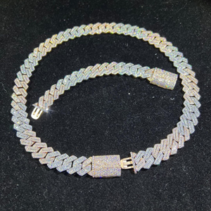 20mm Rose Gold Men’s Silver Diamond <b>Iced</b> <b>Out</b> 925 Diamond Cuban Link Moissanite <b>Chains</b> with VVS Clarity from Indian Supplier. - Product Image 1