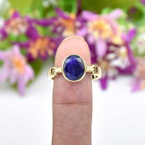 Bague en Vermeil Or 18 carats avec Saphir Bleu, Argent Sterling 925, Bijou Fin, Pierre de Naissance de Septembre, Style Bohème - Product Image 3