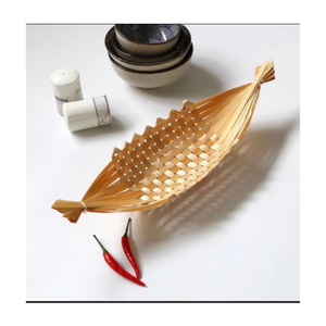 Vietnamese Bamboo Storage Basket Handcrafted Natural Woven Vintage <b>Boat</b> Shape Eco-Friendly Multifunction for Hotel Restaurants - Product Image 2