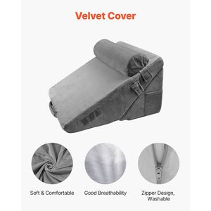 Ensemble de 3 cale-lits orthopédiques réglables avec housse lavable, support en mousse pour le sommeil et post-chirurgie, oreillers de qualité - Product Image 3
