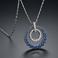 Pendentif en or blanc massif 18 carats avec diamant de laboratoire taille brillant rond, double cercle concentrique, minimaliste pour femme