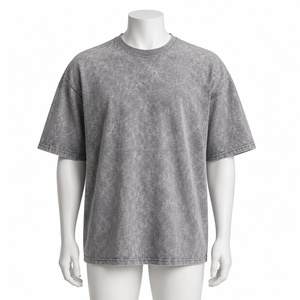 เสื้อยืดโอเวอร์ไซส์ผู้ชาย ผ้าฝ้าย 100% ล้างสีแบบแอซิด พรีเมียม เนื้อหนา เป็นมิตรกับสิ่งแวดล้อม แห้งเร็ว สไตล์ลำลอง สตรีทแวร์ รับผลิตแบบ OEM พร้อมโลโก้ตามสั่ง - Product Image 5