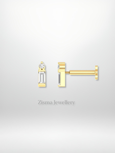 Boucles d'oreilles clous en diamants naturels de qualité supérieure, plaquées or 14 carats, certifiées GIA, pour femmes - Product Image 2
