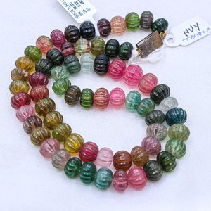 Multi Tourmaline Pumpkin <b>Beads</b> Necklace Carved Polished Stone Jewelry Making <b>Loose</b> Gemstones - Product Image 6