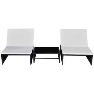 Ensemble de 3 canapés de jardin inclinables, coloris noir et blanc crème - Product Image 2