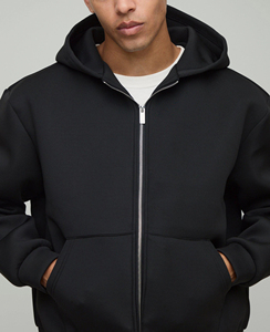 New Arrival Men's Casual Winter Full Zip <b>Hoodies</b> Solid <b>Black</b> Custom Printed Embroidered Logo Stonewashed <b>Plain</b> Dyed - Product Image 5