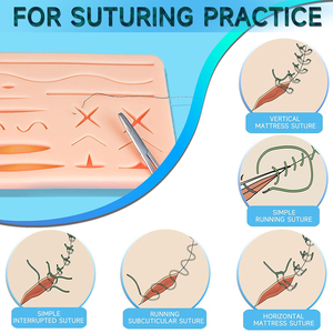 Kit d'entraînement à la suture avec coussin de plaies en silicone, instruments de formation chirurgicale pour étudiants en médecine, outils de traumatologie et de chirurgie plastique - Product Image 3