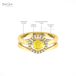 Popular Supplier Genuine 5mm Round Cut Yellow Sapphire Detachable <b>Ring</b> with 14k Solid Gold Diamond Open <b>Circle</b> Wedding <b>Ring</b> - Product Image 6