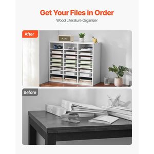 Organizzatore da Scrivania in Legno con 24 Scomparti, Cassettiera in MDF con Ripiani Regolabili per Ufficio - Product Image 2