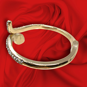 Gold Plated Cuff <b>Bracelet</b> With <b>Crystal</b> Rhinestones Channel Setting Women Luxury Jewelry Everyday Wear - Product Image 1