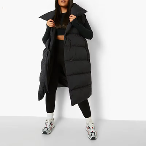 Veste longue matelassée pour femme, design haut de gamme, résistante à l'eau, rembourrage en polyester, veste à capuche chaude - Product Image 1