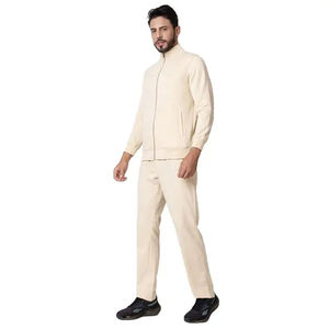 Ensemble de survêtement pour homme, couleur unie, en polyester, avec fermeture éclair intégrale, poches latérales, col montant, coupe classique, idéal pour l'automne - Product Image 4