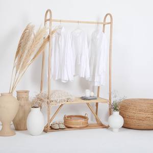 Porte-vêtements en rotin tressé, penderie ouverte, tringle à vêtements, organisateur pour magasin de vêtements et maison - Product Image 5