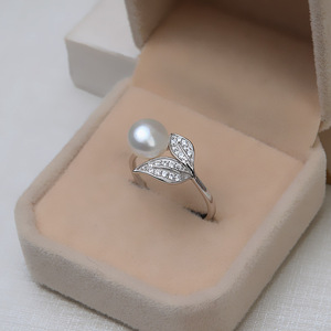 Bague double feuille en argent S925 pour femme, réglable, accessoire DIY, design de bague ouverte personnalisée, tendance, 1255, clou d'oreille - Product Image 4