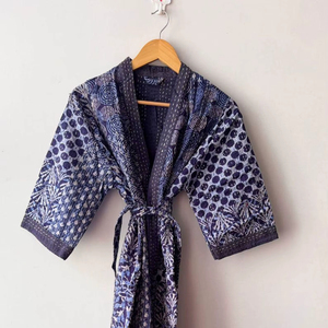 Kimono long en coton imprimé, vêtement unisexe, cadeau pour lui, robe de demoiselle d'honneur, robe de soirée pour femme, kimono bohème, kimono en pur coton - Product Image 1