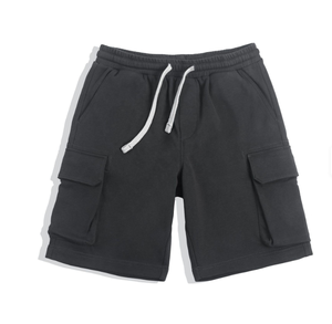 Men Cargo Shorts Mid Waist Drawstring Elastic Solid Color Casual Bermuda Shorts With Pockets Knitted Cotton - Product Image 6