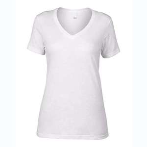Camisetas al por mayor para mujer 2026, cuello en V profundo, lisas, sin marca, de alta calidad, 100% algodón, para imprimir. - Product Image 2