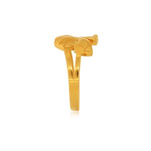 Luxury 18K Gold Plated Butterfly Flower <b>Adjustable</b> <b>Ring</b> for Women Elegant Textured Floral Design Fashion Finger <b>Ring</b> - Product Image 4