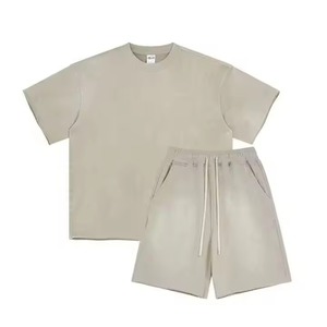 Conjunto de Camiseta y Pantalones Cortos de Felpa para Hombre, de Alta Calidad, Lavado Ácido, Transpirable, Casual de Verano, Ecológico, Estampado Personalizado, Talla Grande - Product Image 5