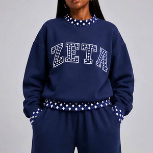 Zeta Premium <b>Mock</b> <b>Neck</b> Sweatshirt Women Men Ladies Unisex Casual Streetwear Polka Dot Gingham Patch - Product Image 3