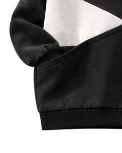 Sweat-shirt personnalisé noir et blanc pour femme, col rond, coupe décontractée, oversize, hiver, mode sur mesure - Product Image 6