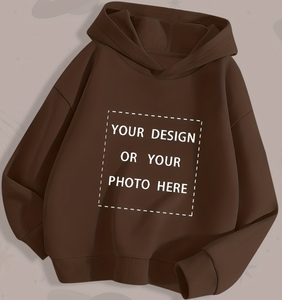 Brown Hooded Sweatshirt Kids Casual Autumn Wear Printed Design Customizable Regular Sleeve Knitted Fabric - Product Image 3