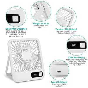 Mini Rechargeable Battery Powered Desktop <b>Cooling</b> <b>Fan</b> Strong Airflow Quiet Travel <b>Fan</b> Speed Adjustment Portable Wearable <b>Fans</b> - Product Image 6