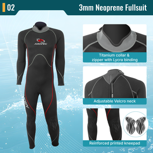 Combinaison de plongée haut de gamme en néoprène 3 mm avec fermeture éclair en titane, combinaison intégrale professionnelle pour le surf et la plongée, logo personnalisé - Product Image 3