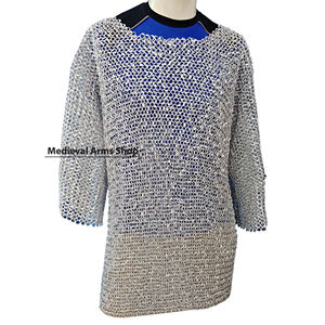 Chemise en maille d'aluminium à manches courtes, anneaux rivetés de 10 mm, armure de chevalier viking, costume médiéval pour reconstitution historique, fait main, pour fête de Noël - Product Image 1