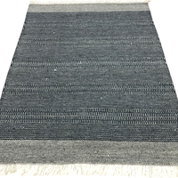 Modern Handcrafted Geometric Braided Wool Rug Low Pile Loomed Checkered Area Carpet