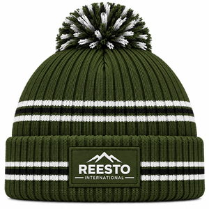 Bonnet en tricot personnalisé avec patch en caoutchouc et pompon, vente en gros, mode hiver, bonnets personnalisés avec logo, bonnets de marque sur mesure - Product Image 3
