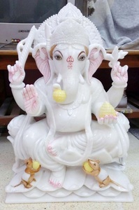Makrana Marble Lord Ganesh Sitting Statue - Product Image 4