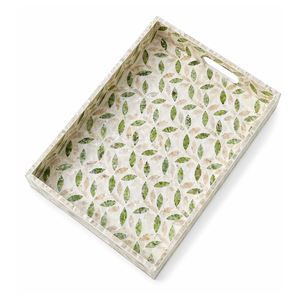 Bio Conscious Mother of Pearl Inlay <b>Tray</b> Handcrafted Decorative Platter for Sustainable Decor Storage - Product Image 1