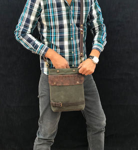 Sac bandoulière en cuir et toile, mode, imperméable, avec fermeture éclair, sac de poitrine, sac de voyage extérieur LCSB-0030 - Product Image 2