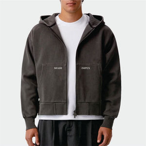 Premium Acid Wash <b>Zip</b> Hoodie Manufacturer Custom Regular Fit Fleece <b>Hooded</b> Sweatshirt Winter Breathable Eco-Friendly Unisex - Product Image 1
