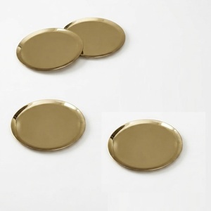 Round Brass Drink Coasters Set Wholesale Matte Gold Finish Metal Cup <b>Mats</b> Table Decoration For Hotel Restaurant <b>Bar</b> - Product Image 1