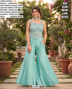 Elegante Salwar Kameez Bandhani para Mujer con Bordado de Cuentas, Largo hasta el Suelo, para Bodas, Corte Regular, Secado Rápido, Estilo Indio/Pakistaní - Product Image 4