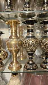 Handcrafted Brass and Black Metal <b>Decorative</b> <b>Vase</b> Floral Engraved Flower Holder Luxury Home Decor Table Centerpiece - Product Image 3