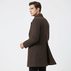Vente directe usine – Manteau homme coupe ajustée en tissu chaud, longueur genou, couleur personnalisable, fermeture boutonnée, col à revers cranté - Product Image 4