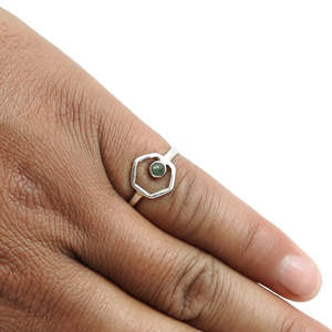 แหวนพลอยมรกตรูปหัวใจแท้ทำด้วยมือทรงกลมตัดเป็นชิ้นเครื่องประดับโบฮีเมียนคุณภาพดี - Product Image 4