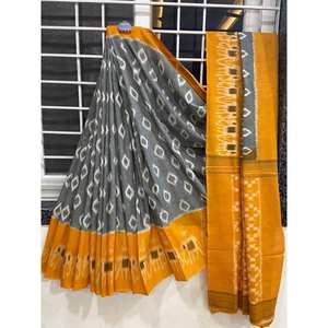FANCY LINEN DIGITAL PRINT WORK SAREE CON BOLUSE SIN COSTAR AMARILLO - Product Image 1