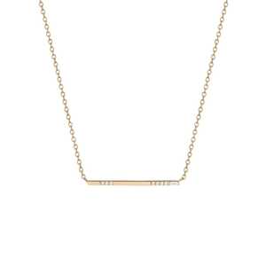 Colliers délicats pour femmes avec pendentif barre géométrique en diamant de laboratoire rond, serti pavé, pour usage quotidien, vente en gros, or 10k 14k 18K - Product Image 1